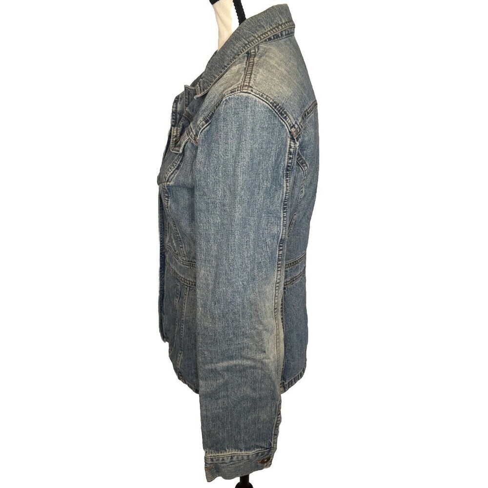 DKNY Womens Button Up Tailored Blue Medium Wash Denim Jacket Sz M - Picture 3 of 10